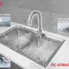 CHẬU RỬA 2 HỐ LỆCH SUS304 Fulco FC-U7843 (8245) mặt sau