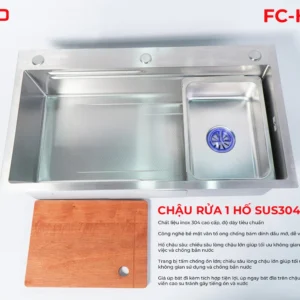 Chậu rửa 1 hố nano mặt trước