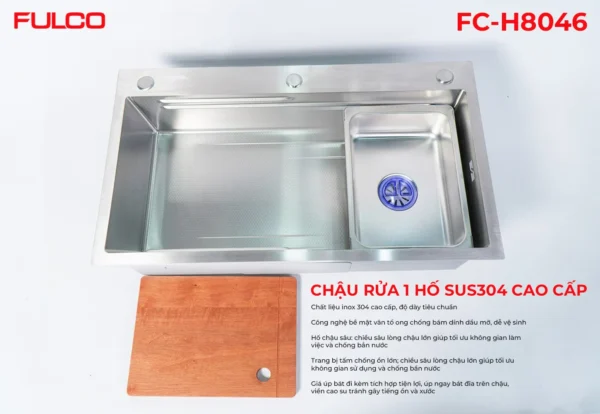 Chậu rửa 1 hố nano mặt trước