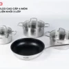 BỘ NỒI FULCO CAO CẤP 4 MÓN INOX 304 LIỀN KHỐI 3 LỚP Fulco FC589 mặt sau