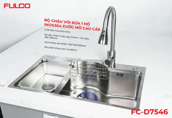 Bộ chậu vòi rửa 1 hố mặt trước