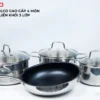 BỘ NỒI FULCO CAO CẤP 4 MÓN INOX 304 LIỀN KHỐI 3 LỚP Fulco FC589 cận cảnh