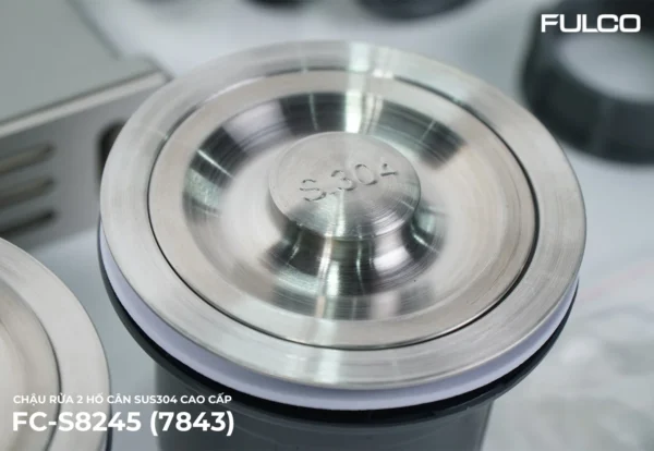 CHẬU RỬA 2 HỐ CÂN SUS304 CAO CẤP Fulco FC-S8245 phía trên