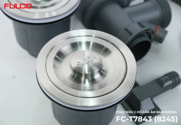 CHẬU RỬA 2 HỐ CÂN ÂM BÀN SUS304 Fulco FC-T7843 phóng to