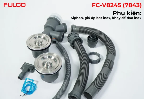 CHẬU RỬA 2 HỐ CÂN SUS304 CAO CẤP Fulco FC-V8245 cận cảnh