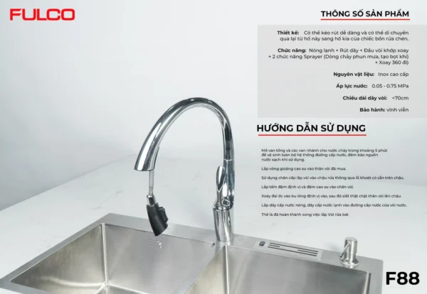 VÒI RỬA Fulco F88 phía dưới