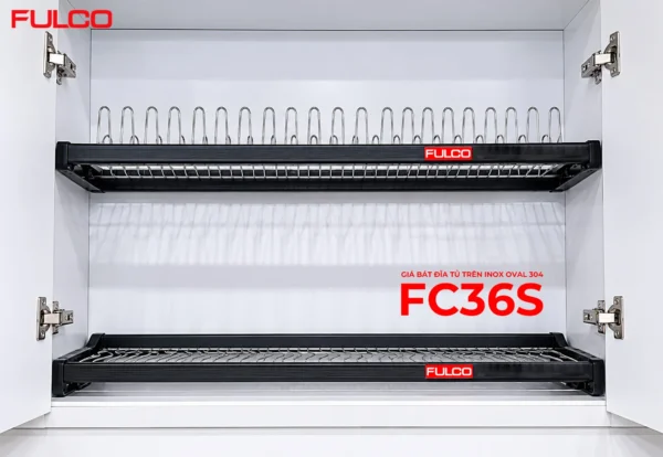 GIÁ BÁT ĐĨA TỦ TRÊN INOX OVAL 304 Fulco 7GAC36VIDJ mặt sau