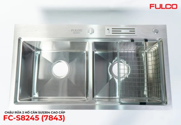 CHẬU RỬA 2 HỐ CÂN SUS304 CAO CẤP Fulco FC-S8245 phía dưới