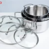 BỘ NỒI FULCO CAO CẤP 4 MÓN INOX 304 LIỀN KHỐI 3 LỚP Fulco FC589 thu gọn