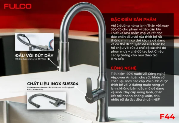 Vòi rửa fulco f44 mặt trước
