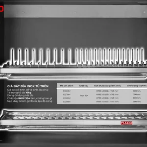 Giá bát đĩa inox tủ trên fulco cd.60m mặt trước