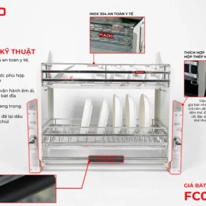 Giá bát đĩa nâng hạ fulco mặt trước