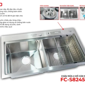 Chậu rửa 2 hố sus304 mặt trước