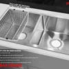 Chậu rửa 2 hố cân âm bàn mặt trước