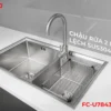 Chậu rửa 2 hố lệch sus304 mặt trước