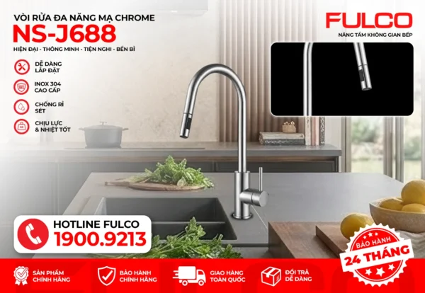 Vòi rửa đa năng fulco ns-j688 mặt trước