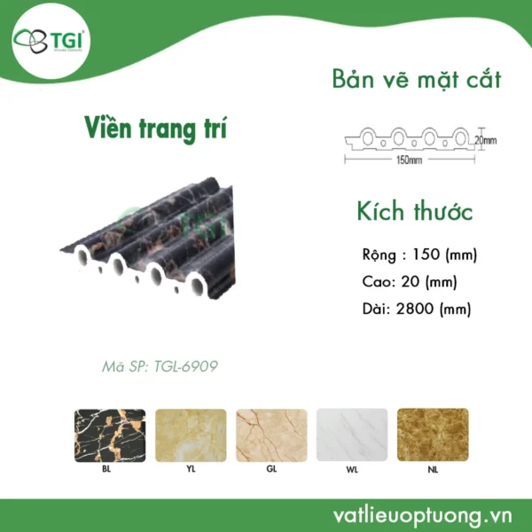 Duong trang tri 15cm mặt trước