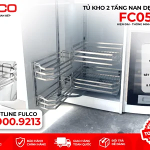 Tủ kho 2 tầng inox 304 mặt trước
