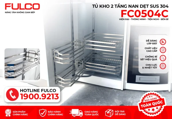 Tủ kho 2 tầng inox 304 mặt trước