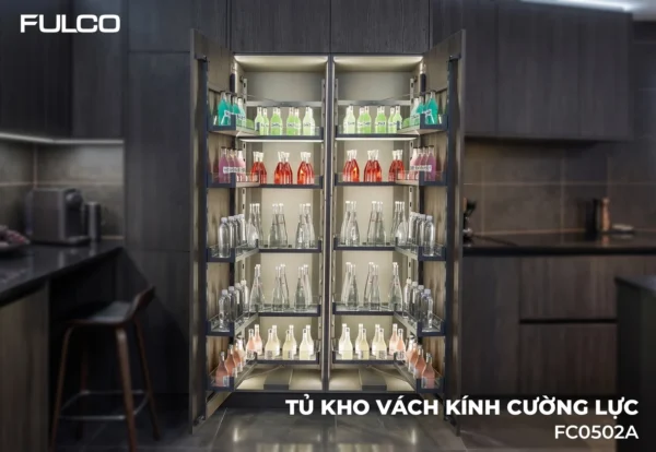Hệ thống tủ kho vách kính cường lực mặt trước