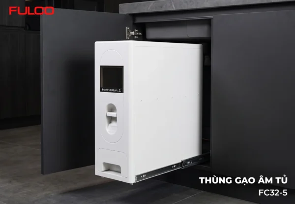 Thùng gạo âm tủ mặt trước