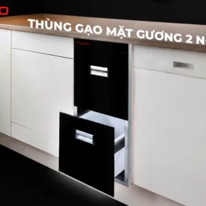 Thùng gạo 2 ngăn kéo mặt trước