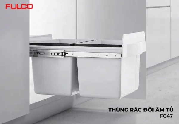 Thùng rác đôi gắn cánh 400mm mặt trước