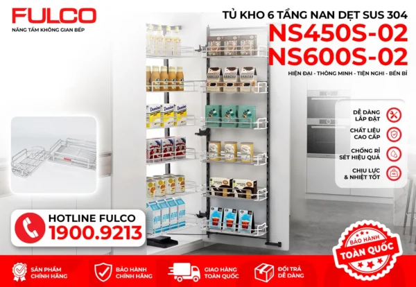 Hệ thống tủ kho 6 tầng inox 304 mặt trước