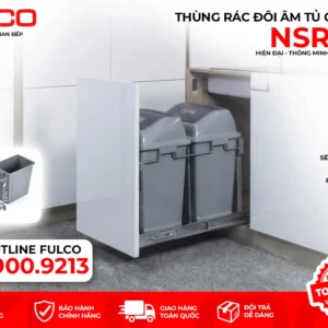 Thùng rác đôi gắn cánh ray giảm chấn mặt trước