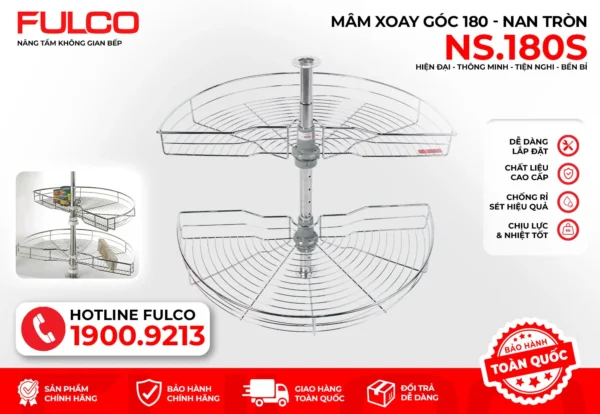 Mâm xoay tủ bếp 180 độ mặt trước