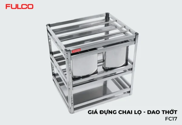 GIÁ ĐỰNG CHAI LỌ – DAO THỚT INOX HỘP (300mm) Fulco FC17 phóng to