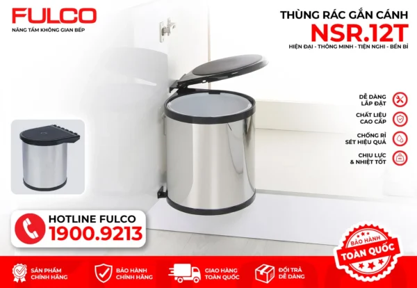 Thùng rác inox gắn cánh mặt trước