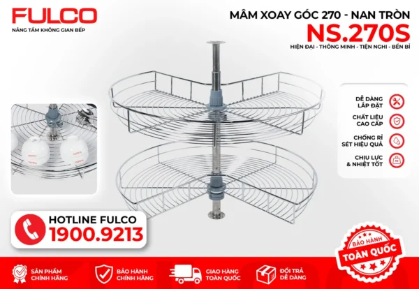 Mâm xoay tủ bếp 270 độ mặt trước