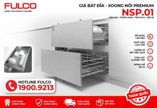 Giá bát đĩa xoong nồi tủ dưới mặt trước