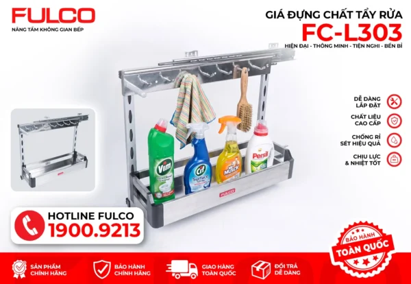 Giá đựng chai lọ tẩy rửa đáy đặc mặt trước
