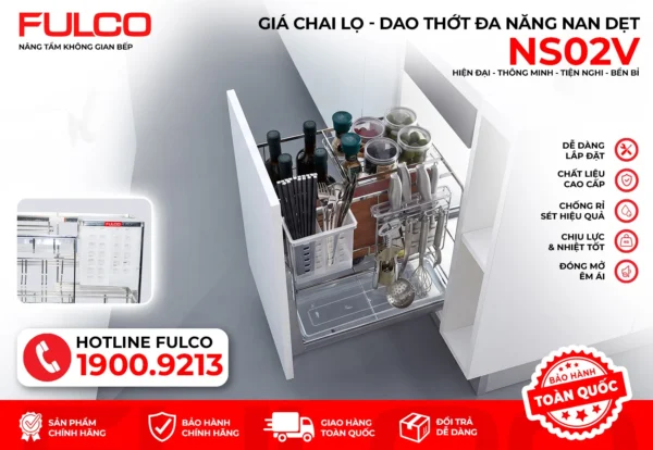 Giá đựng dao thớt nan vuông mặt trước