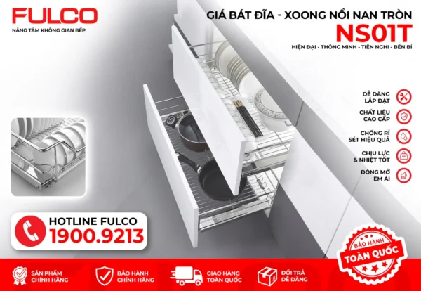 Giá bát đĩa xoong nồi nan tròn mặt trước