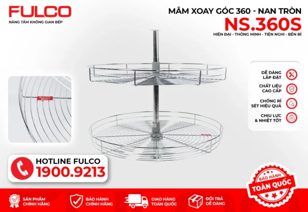 Mâm xoay tủ bếp 360 độ mặt trước