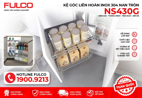 Kệ góc liên hoàn fulco ns430g mặt trước
