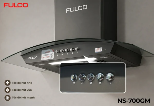 HÚT MÙI KÍNH CONG PHÍM CƠ Fulco NS-700GM cận cảnh