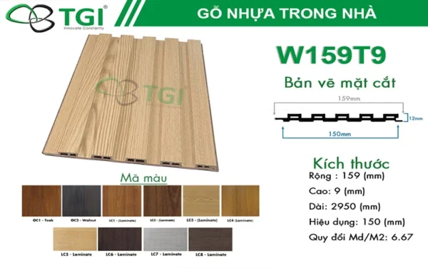 Gỗ Nhựa Composite Trong Nhà W159T9 thu gọn