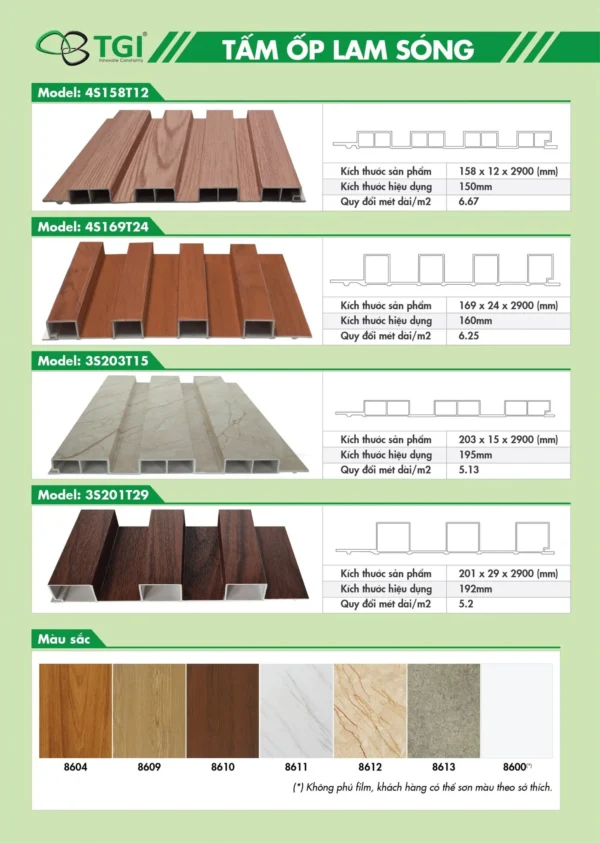 Tấm Ốp Lam Sóng PVC – 4S169T24 cận cảnh
