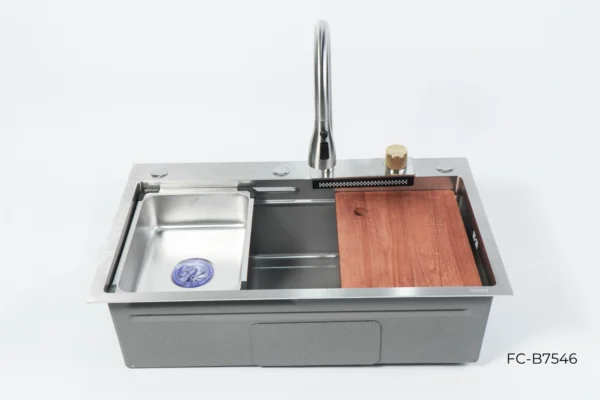 BỘ CHẬU VÒI RỬA 1 HỐ THÁC NƯỚC INOX304 XƯỚC MỜ CAO CẤP Fulco FCB7546