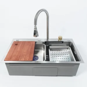 Chậu rửa 1 hố thác nước mặt trước