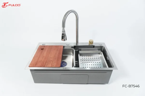 Chậu rửa 1 hố thác nước mặt trước