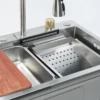 BỘ CHẬU VÒI RỬA 1 HỐ THÁC NƯỚC INOX304 XƯỚC MỜ CAO CẤP Fulco FCB7546 toàn cảnh