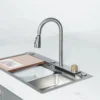 BỘ CHẬU VÒI RỬA 1 HỐ THÁC NƯỚC INOX TRẮNG XƯỚC Fulco FC-B7546 thu gọn