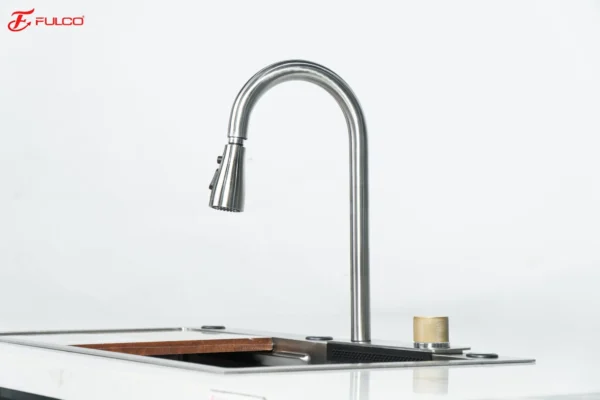 BỘ CHẬU VÒI RỬA 1 HỐ THÁC NƯỚC INOX TRẮNG XƯỚC Fulco FC-B7546
