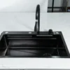 BỘ CHẬU VÒI RỬA 1 HỐ THÁC NƯỚC NANO ĐEN CAO CẤP Fulco 7ULIEVCH29 thu gọn