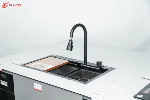 Chậu rửa 1 hố thác nước mặt trước